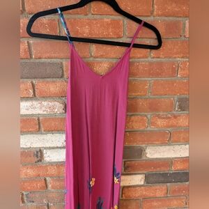 💥💥💥 Sale Old Navy Fuschia Print Spaghetti Strap Maxi Dress - Size small